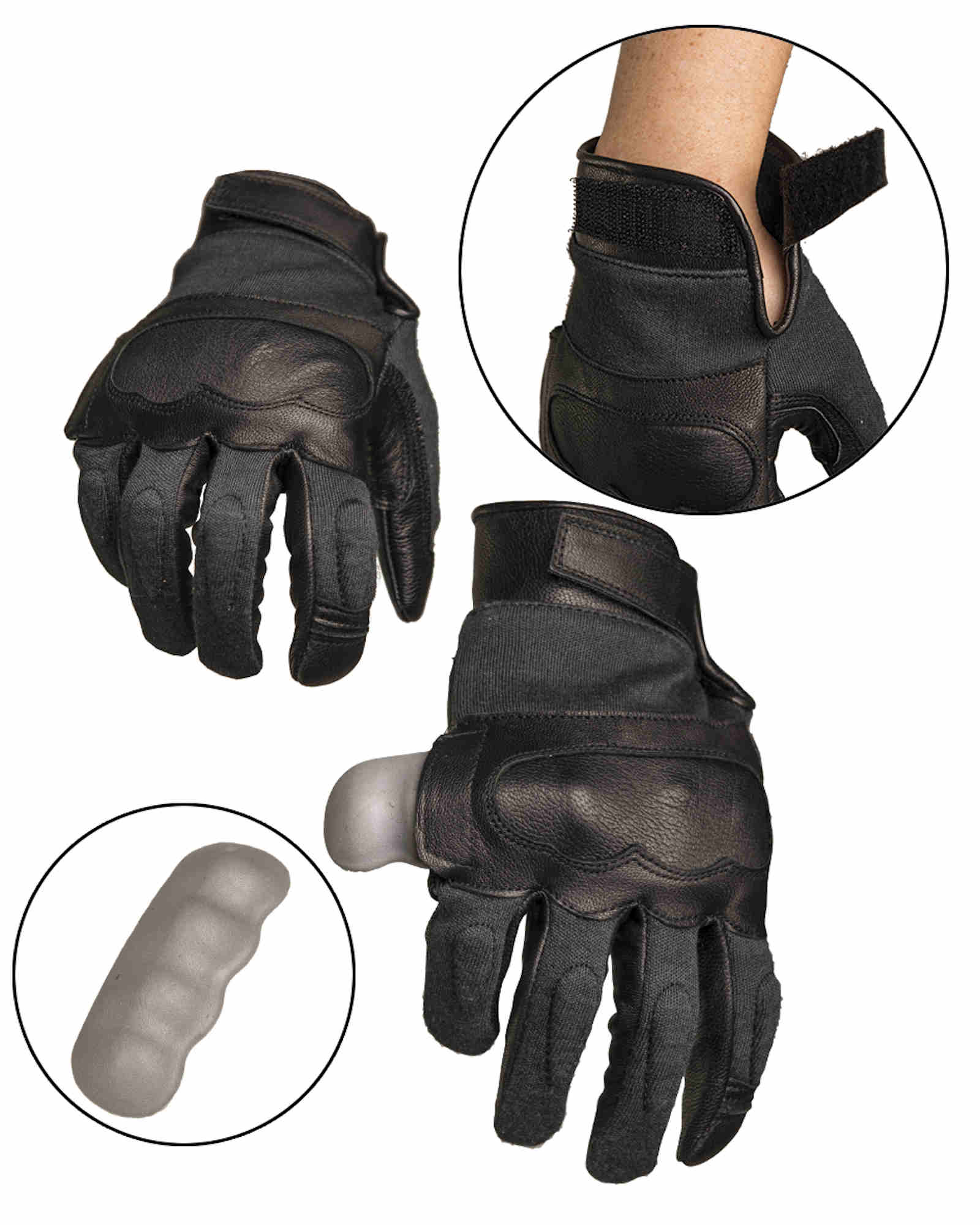 Mil-Tec TACTICAL GLOVES LEDER//ARAMID SCHWARZ Fingerhandschuh Handschuh