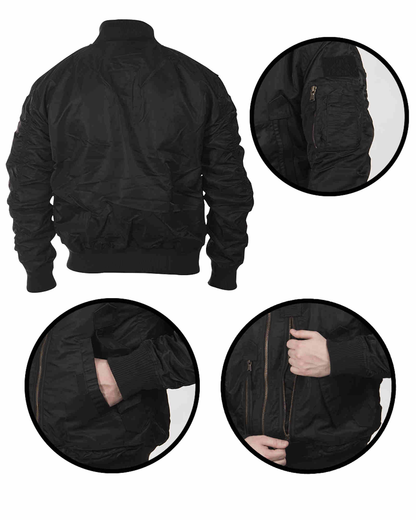 Mil-Tec US TACTICAL FLIEGERJACKE SCHWARZ Outdoorjacke Jacke 