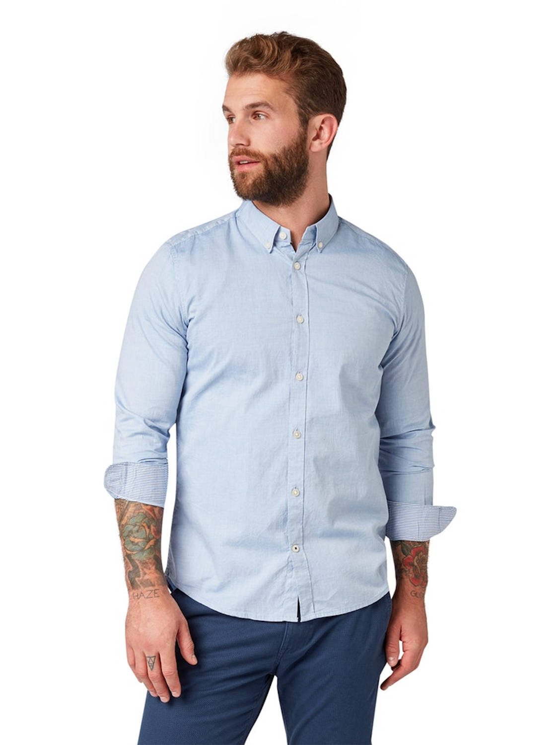 Tom tailor Mens Shirt Casual Patterned Long Sleeve Floyd Fine Basic ...