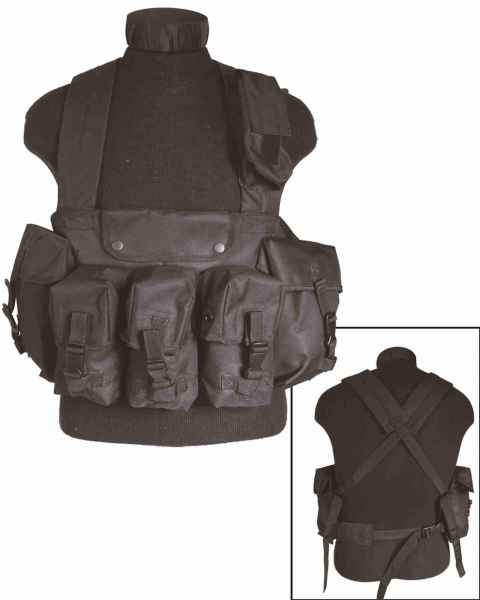 Mil-Tec CHEST RIGG 6-POCKET SCHWARZ Weste