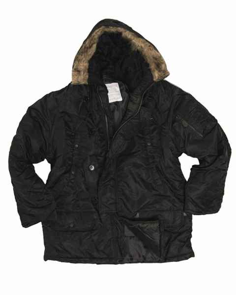 Mil-Tec US FLIEGERPARKA N3B BASIC SCHWARZ Outdoorjacke Jacke