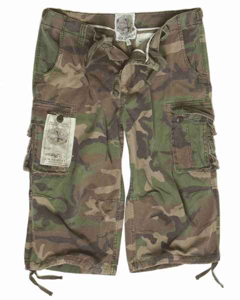 Mil-Tec AIR COMBAT 3/4-PANTS PREWASH WOODLAND 3/4 Hose