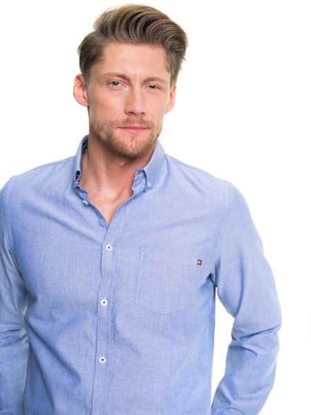 Big Star Herren SHIRT TRIXI 444 Hemd Langarm Blau Gewebt Freizeit