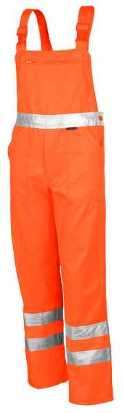Qualitex Warnschutz-Latzhose WS orange zertifizierte Arbeitshose Latzhosen