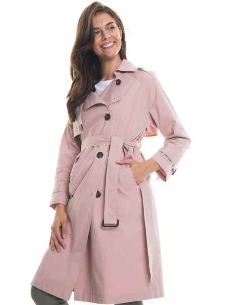 Big Star Damen Mantel PERISCILLA COAT 620 Trenchcoat Pink Gewebt Damen Jacke