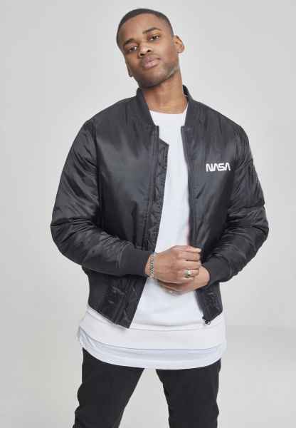 Mister Tee Herren Leichte Jacke Übergangsjacke NASA Worm Logo Bomber Jacket