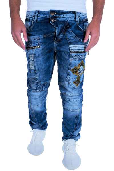 CIPO & BAXX Herren Jeans Clubwear Denim Hose CD293 Straight Vintage Biker NEU CD293