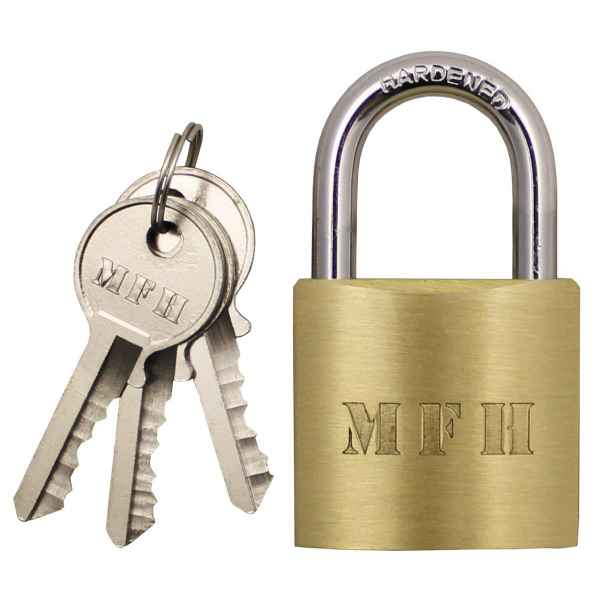 MFH Vorhängeschloss Metall mit 3 Schlüssel Gr. 4,5 x 2,5 cm