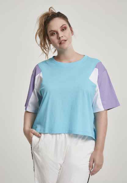 Urban Classics Damen T Shirt Ladies 3-Tone Short Oversize Tee