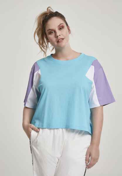 Urban Classics Damen T Shirt Ladies 3-Tone Short Oversize Tee