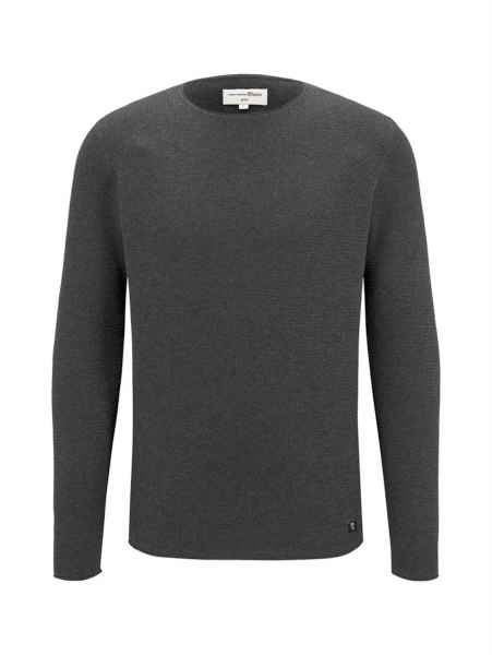 TOM TAILOR DENIM Herren Pullover Sweatshirt mit Rundhals Struktur Reguar Fit