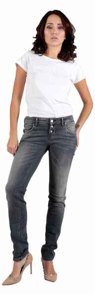 M.O.D Damen Jeans Ulla Slim NOS-2020 Hüft Hose Low Waist Slim Leg MOD Grau