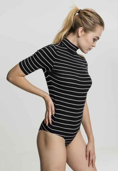 Urban Classics Damen Unterwäsche Bodysuit Kurz Lang Striped Turtleneck Body