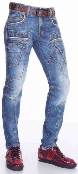 CIPO & BAXX Herren Jeans CD391 NEU Hose Slim Fit Enges Bein Denim