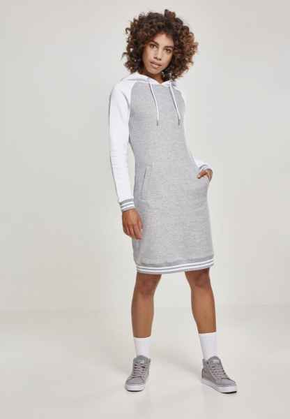 Urban Classics Damen Kleid Longshirt Kurz Contrast College Hooded Dress
