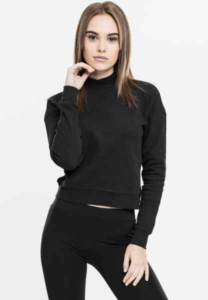 Urban Classics Damen Pullover Sweatshirt Longshirt Pulli Short Interlock Crew