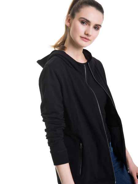 Big Star Damen HOSADI ZIP HOOD SWEAT 900 Schwarz Sweatjacke Kapuzenpullover