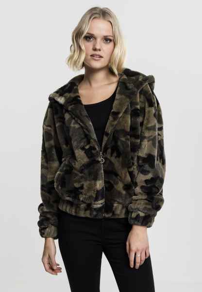 Urban Classics Damen Jacke Ladies Hooded Teddy Jacket