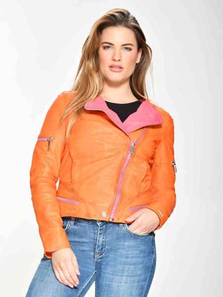 Maze Damen Lederjacke Übergangsjacke Bikerlook Lammleder zweifarbig Diamond