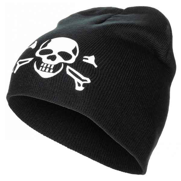 MFH Strickmütze BEANIE Totenkopf schwarz