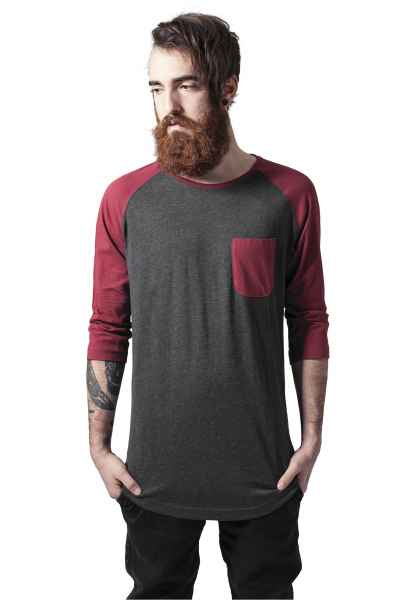 Urban Classics Herren T-Shirt basic Normal Long Raglan 3/4 Sleeve Pocket Tee