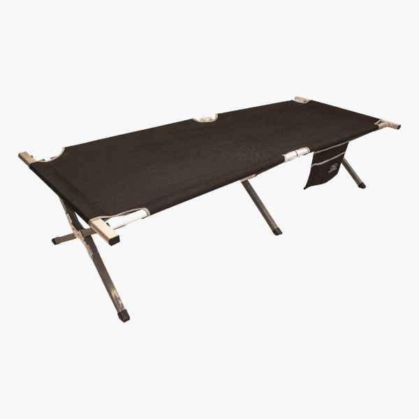 Highlander Campingbett FUR084 ALUM CAMP BED WITH SIDE PKT BK