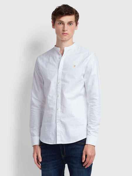 FARAH® Brewer Slim Fit Grandad Oxford Shirt Hemd