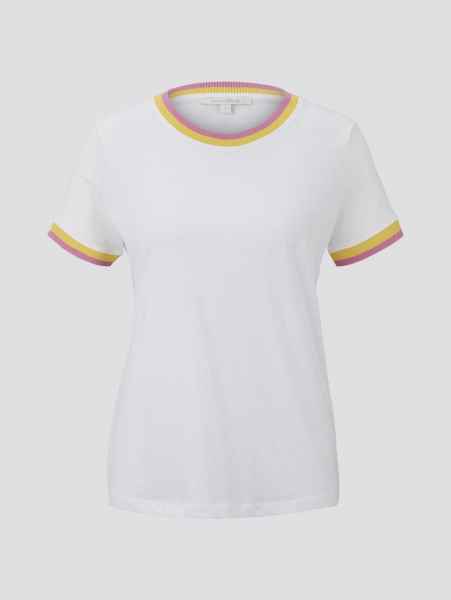 TOM TAILOR DENIM Damen T Shirt jersey tee with contrast neck