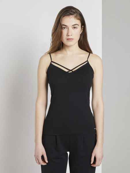 TOM TAILOR DENIM Damen T Shirt organic strap top T-Shirt s-less