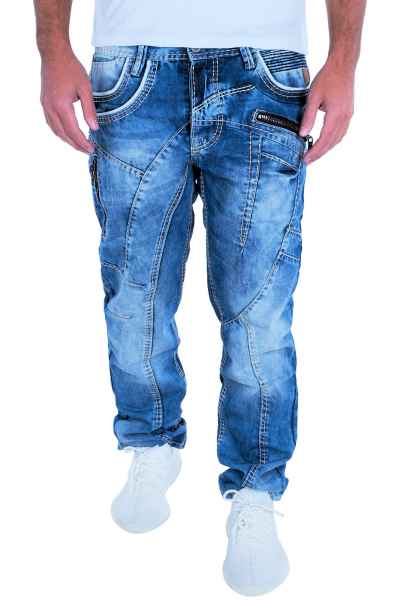 CIPO & BAXX Herren Jeans Clubwear Denim Hose C-1150 Straight Dicke Naht FASHION C 1150