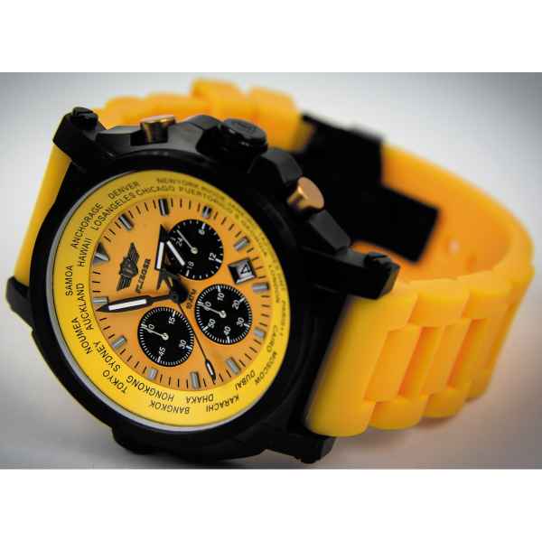 MFH Armbanduhr FLIEGER Chronograph gelb mit Etui