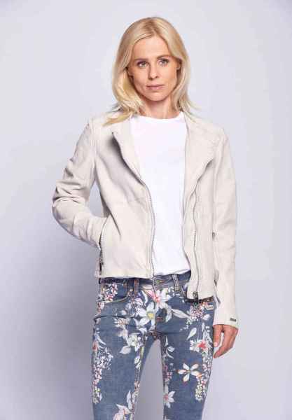 Maze Damen Lederjacke Bikerlook Lammleder mit Baumwolleinsatz Milliken