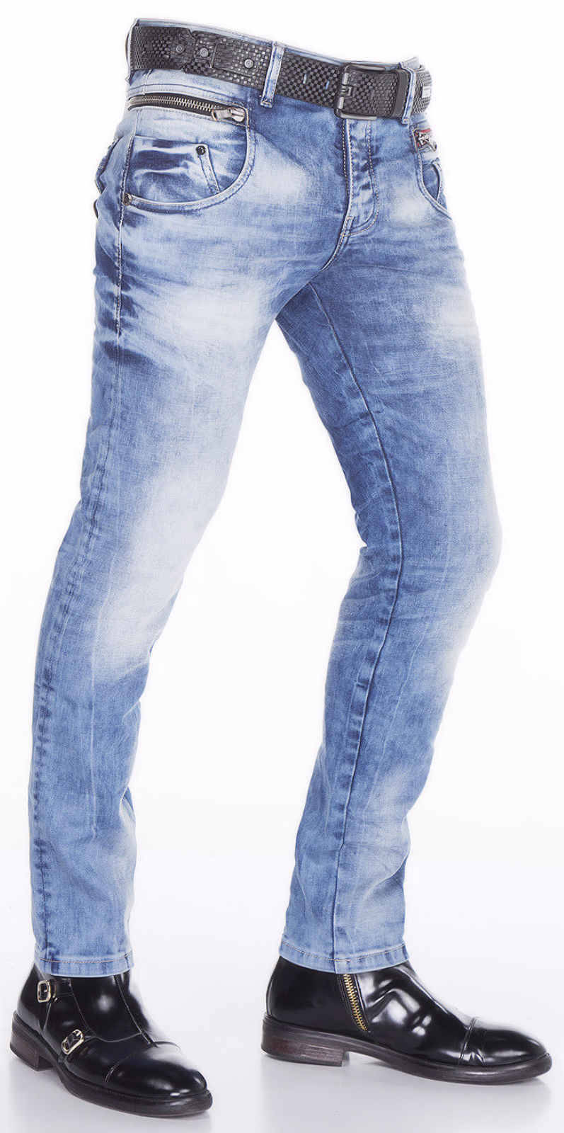 CIPO & BAXX HERREN NÄHTE JEANS HOSE 319 BLAU W28 29 30 31 32 33 34 36 38 40 42 e