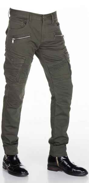 CIPO & BAXX Herren Jeans CD424-Khaki NEU Hose Straight Cut Regular Stretch