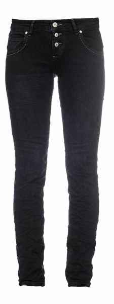 M.O.D Damen Jeans Ulla Slim AU16-2087 Hüft Hose Low Waist Slim Leg MOD Schwarz