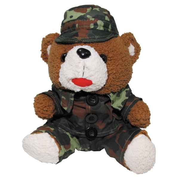 MFH Teddybär mit Anzug und mütze flecktarn ca. 28 cm