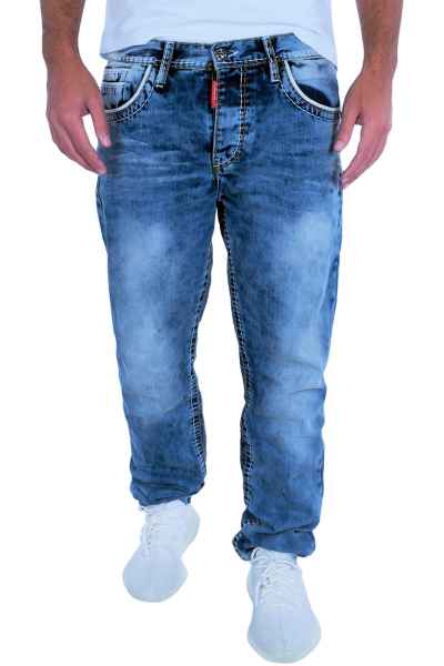 CIPO & BAXX Herren Jeans Clubwear Denim Hose CD148 Straight Dicke Naht FASHION CD148