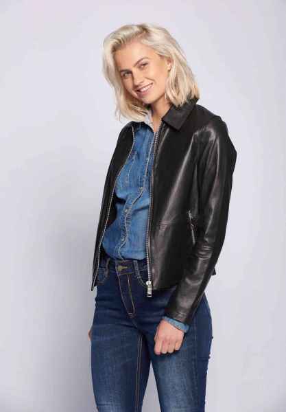 Maze Damen Lederjacke Übergangsjacke Bikerlook Lammleder schlicht Noble