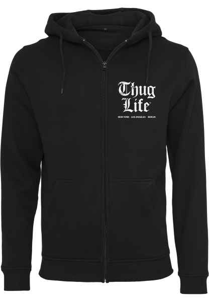 Thug Life Herren Zip Hoodie Kaputze Jacke Thug Life Chest Cities Zip Hoody