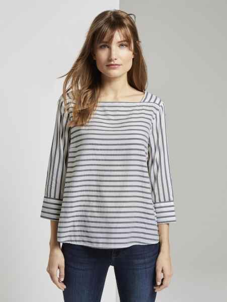TOM TAILOR DENIM Damen Hemd Freizeit Business striped carree blouse Blouse 3/4