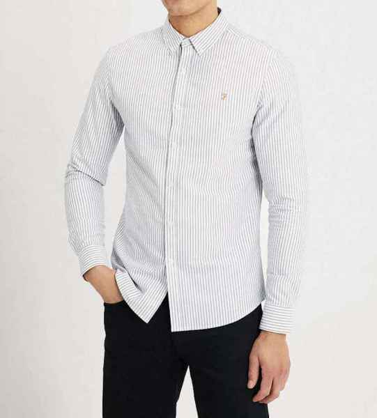 FARAH® Brewer Slim Fit Striped Oxford Shirt Hemd