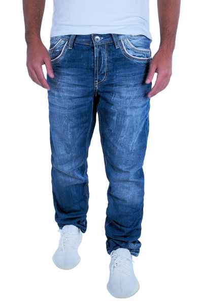 CIPO & BAXX Herren Jeans Clubwear Denim Hose C-0595 Straight Cut NEU Blau C 0595