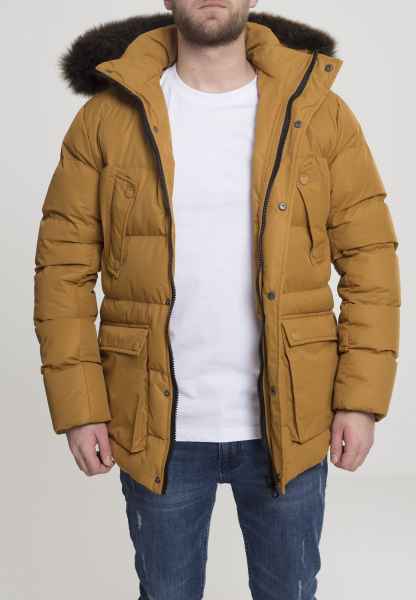 Urban Classics Herren Winterjacke Jacke Faux Fur Hooded Jacket
