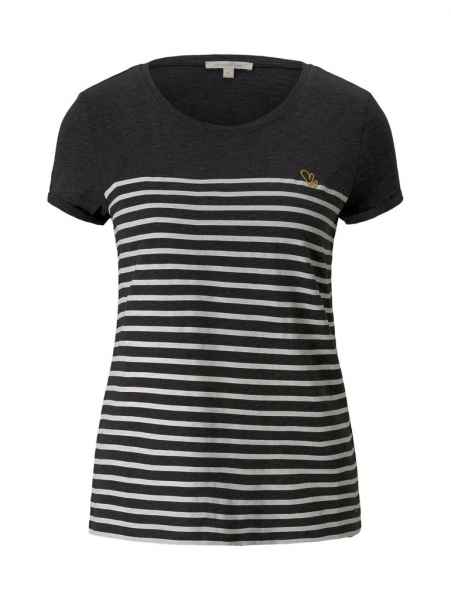 TOM TAILOR DENIM Damen T Shirt stripe tee with embro