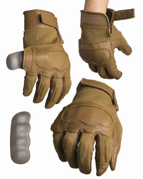 Mil-Tec TACTICAL GLOVES LEDER/ARAMID DARK COYOTE Fingerhandschuh Handschuh