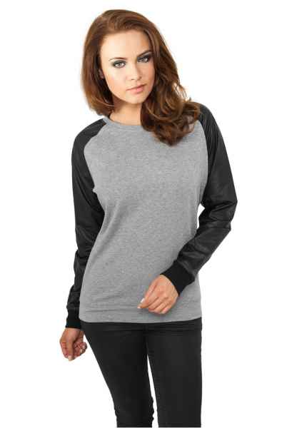 Urban Classics Damen Pullover Sweatshirt Longshirt Pulli Open Edge Crewneck