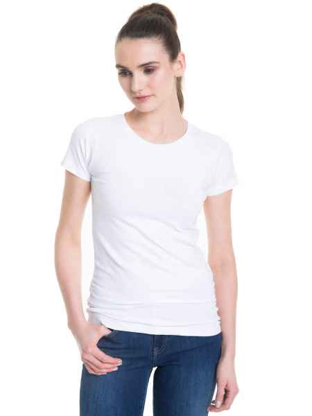 Big Star Damen T-Shirt SS CLASSIC GIRL T/S S/S 110 Weiss Strick Print