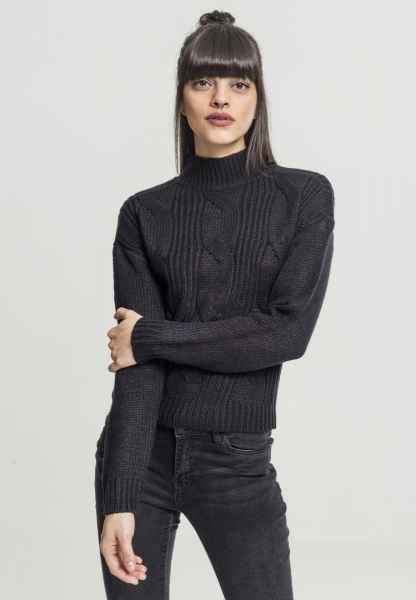 Urban Classics Damen Pullover Sweatshirt Longshirt Pulli Short Interlock Crew