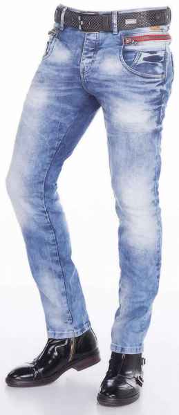 CIPO & BAXX Herren Jeans CD394 NEU Hose Slim Fit Enges Bein Denim Stretch