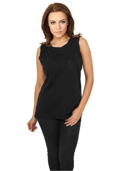 Urban Classics Damen T Shirt Ladies Sleeveless Pocket Tee